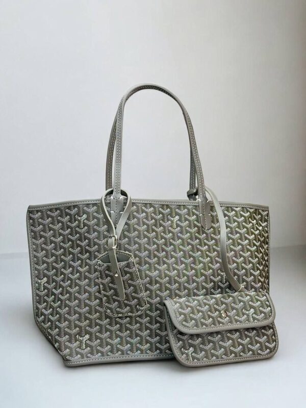 Goyard Saint Louis PM Tote Çanta ve Pouch - Açık Gri Goyardine